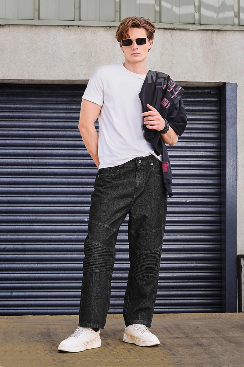 SNITCH GRIND Knee Patch Baggy Biker Jeans